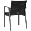 6 db fekete polyrattan kerti szék párnával 56,5x57x83 cm