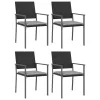  4 db fekete polyrattan kerti szék párnával 56x62,5x89 cm