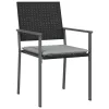 4 db fekete polyrattan kerti szék párnával 56x62,5x89 cm