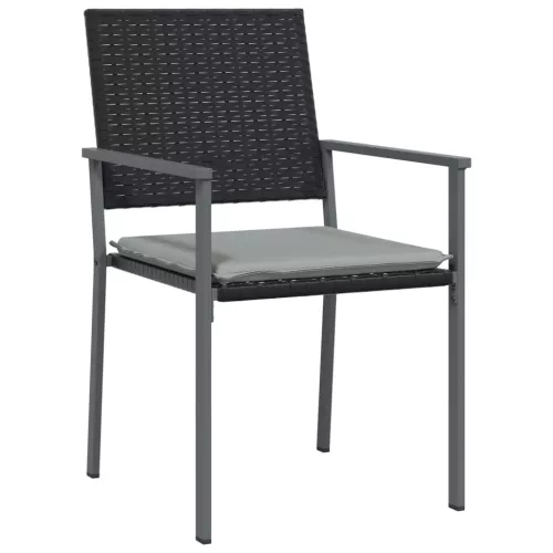  4 db fekete polyrattan kerti szék párnával 56x62,5x89 cm