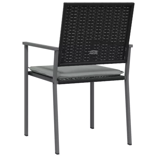  4 db fekete polyrattan kerti szék párnával 56x62,5x89 cm