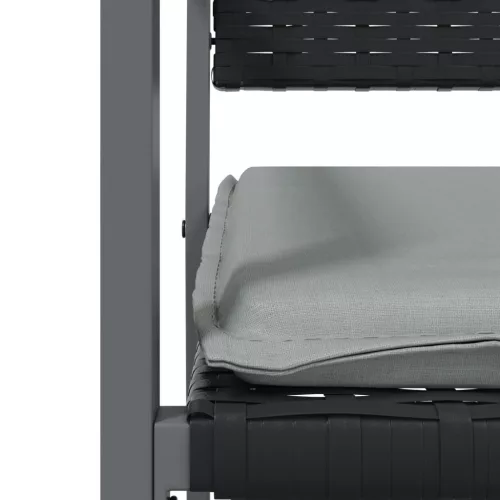  4 db fekete polyrattan kerti szék párnával 56x62,5x89 cm