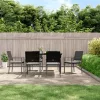  6 db fekete polyrattan kerti szék párnával 54x62,5x89 cm