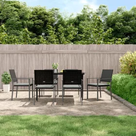  6 db fekete polyrattan kerti szék párnával 54x62,5x89 cm
