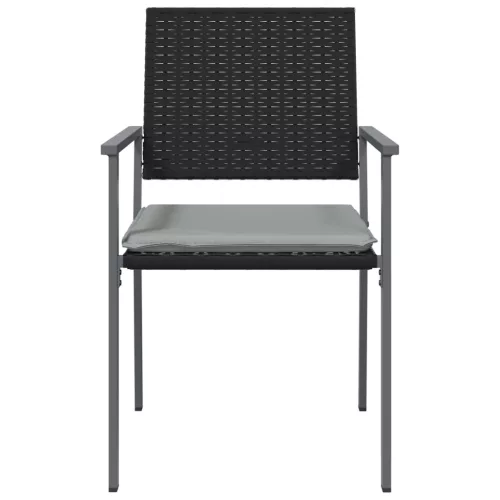  6 db fekete polyrattan kerti szék párnával 54x62,5x89 cm