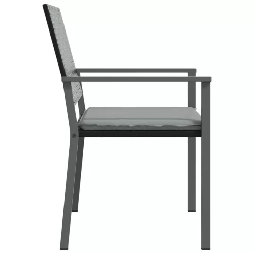  6 db fekete polyrattan kerti szék párnával 54x62,5x89 cm