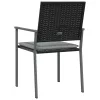  6 db fekete polyrattan kerti szék párnával 54x62,5x89 cm
