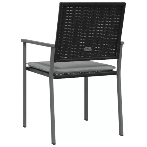  6 db fekete polyrattan kerti szék párnával 54x62,5x89 cm