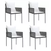  4 db barna polyrattan kerti szék párnával 54x61x83 cm