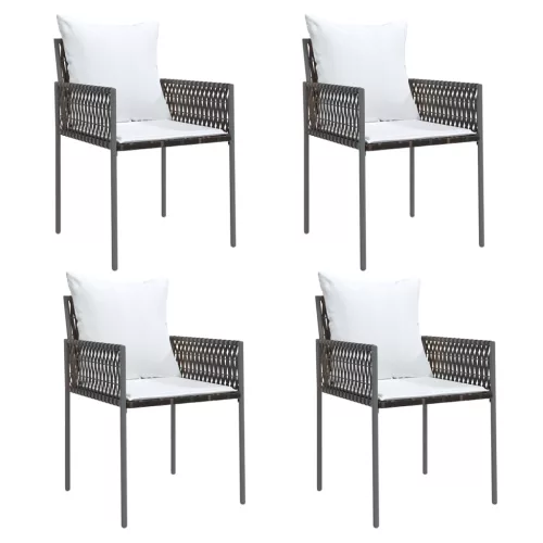  4 db barna polyrattan kerti szék párnával 54x61x83 cm