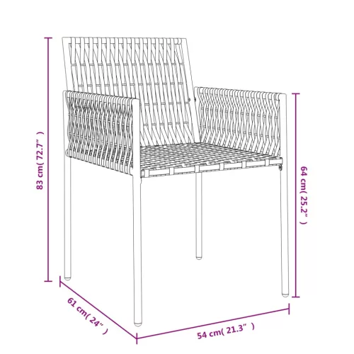  4 db barna polyrattan kerti szék párnával 54x61x83 cm