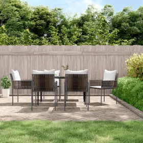  6 db barna polyrattan kerti szék párnával 54x61x83 cm