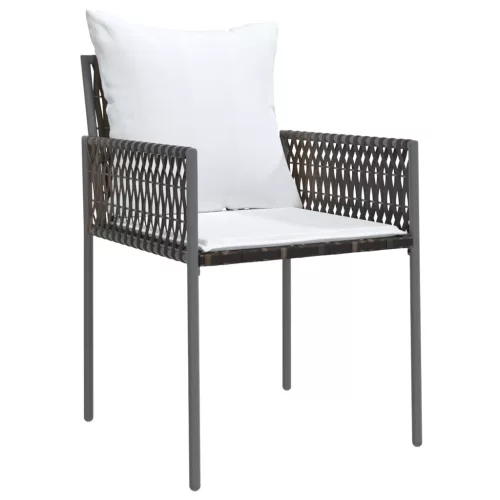  6 db barna polyrattan kerti szék párnával 54x61x83 cm