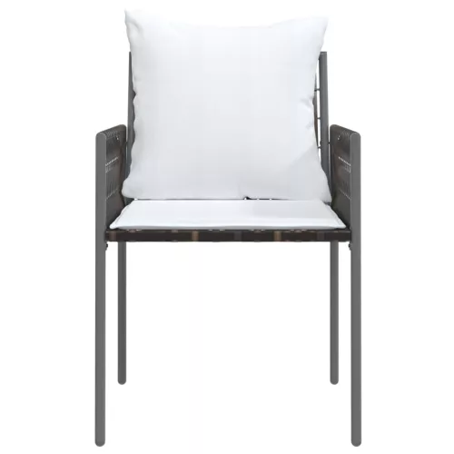  6 db barna polyrattan kerti szék párnával 54x61x83 cm