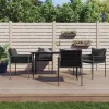  4 db fekete polyrattan kerti szék párnával 54x61x83 cm