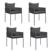  4 db fekete polyrattan kerti szék párnával 54x61x83 cm