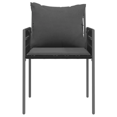  4 db fekete polyrattan kerti szék párnával 54x61x83 cm