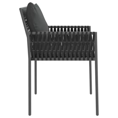  4 db fekete polyrattan kerti szék párnával 54x61x83 cm