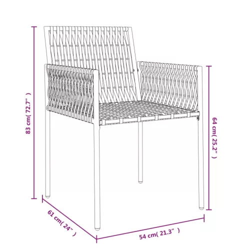  4 db fekete polyrattan kerti szék párnával 54x61x83 cm
