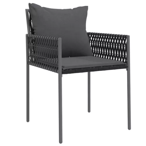  6 db fekete polyrattan kerti szék párnával 54x61x83 cm