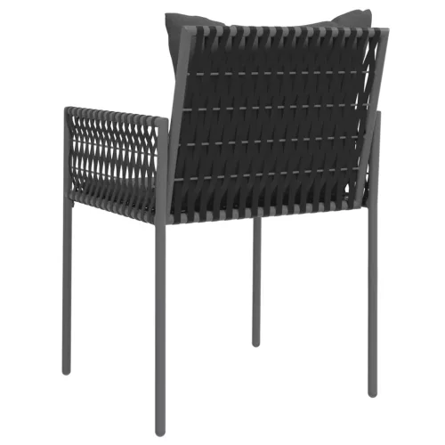  6 db fekete polyrattan kerti szék párnával 54x61x83 cm