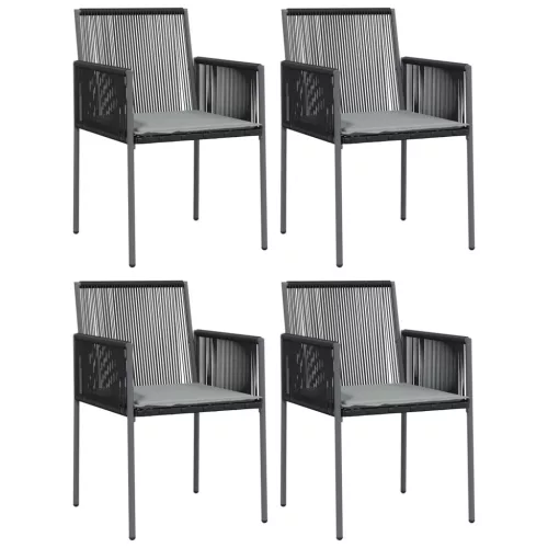  4 db fekete polyrattan kerti szék párnával 54x60,5x83,5 cm