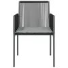  4 db fekete polyrattan kerti szék párnával 54x60,5x83,5 cm