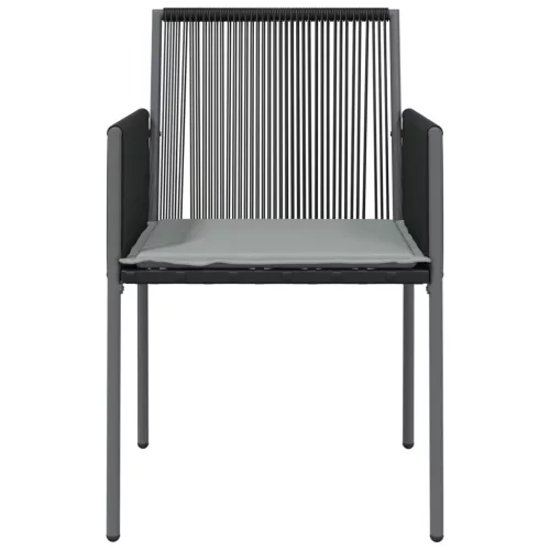  4 db fekete polyrattan kerti szék párnával 54x60,5x83,5 cm