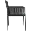 4 db fekete polyrattan kerti szék párnával 54x60,5x83,5 cm