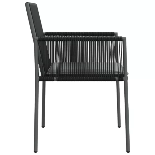  4 db fekete polyrattan kerti szék párnával 54x60,5x83,5 cm