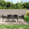  6 db fekete polyrattan kerti szék párnával 54x60,5x83,5 cm