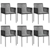  6 db fekete polyrattan kerti szék párnával 54x60,5x83,5 cm