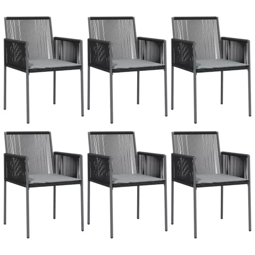  6 db fekete polyrattan kerti szék párnával 54x60,5x83,5 cm