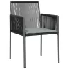  6 db fekete polyrattan kerti szék párnával 54x60,5x83,5 cm