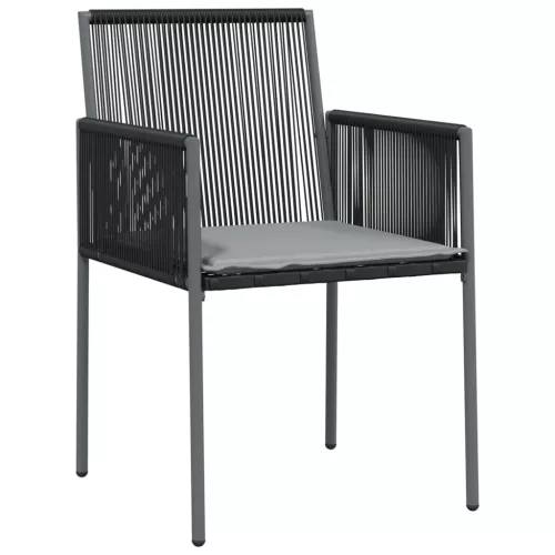  6 db fekete polyrattan kerti szék párnával 54x60,5x83,5 cm