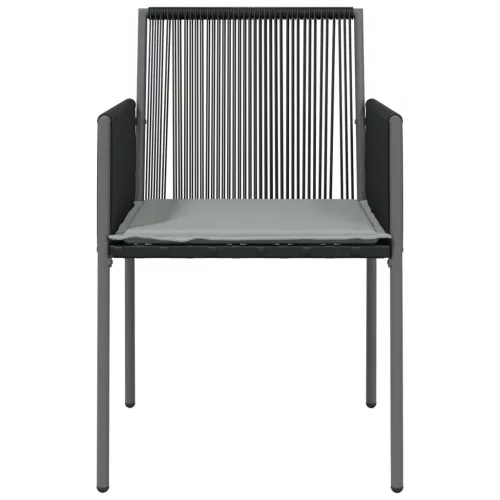  6 db fekete polyrattan kerti szék párnával 54x60,5x83,5 cm