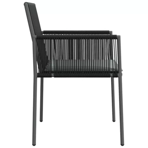  6 db fekete polyrattan kerti szék párnával 54x60,5x83,5 cm