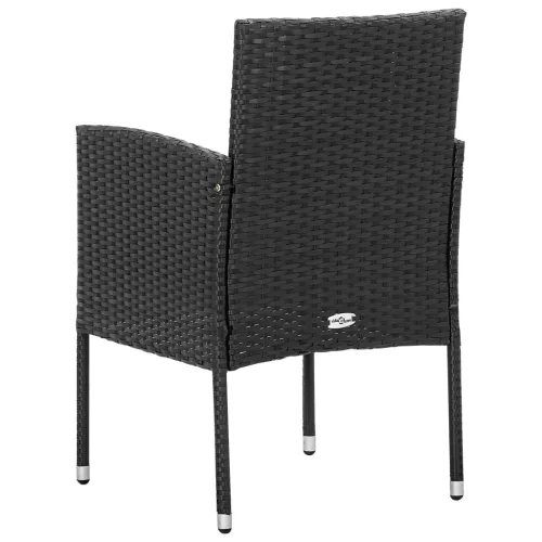  4 db fekete polyrattan kerti szék fekete párnákkal