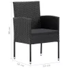  4 db fekete polyrattan kerti szék fekete párnákkal