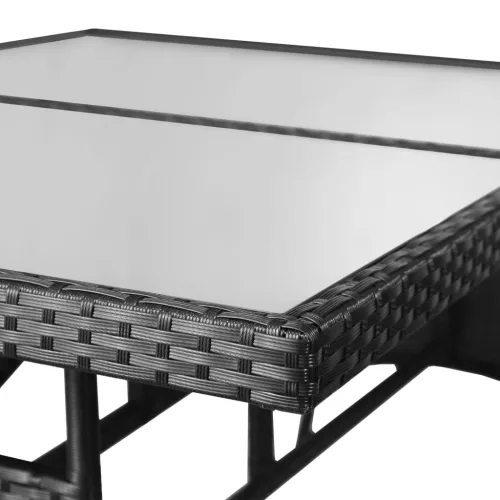  fekete polyrattan kerti asztal 140 x 80 x 74 cm