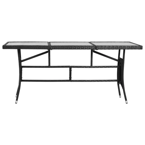  fekete polyrattan kerti asztal 170 x 80 x 74 cm