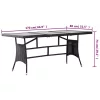  fekete polyrattan kerti asztal 170 x 80 x 74 cm