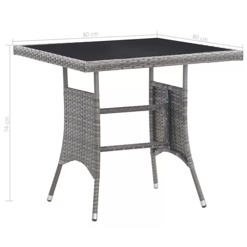  szürke polyrattan kerti asztal 80 x 80 x 74 cm