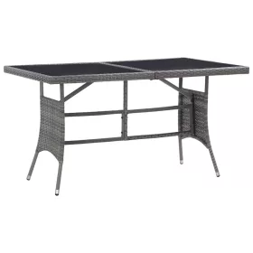  szürke polyrattan kerti asztal 140 x 80 x 74 cm