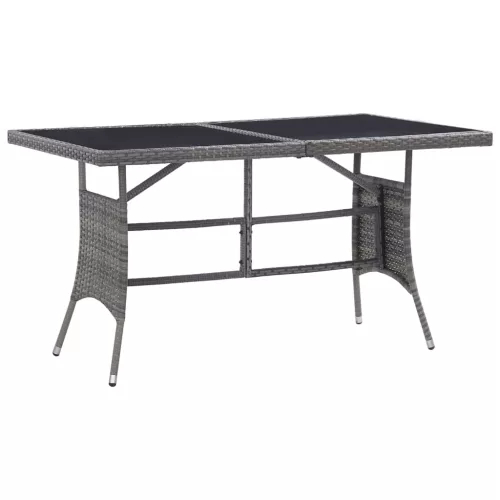  szürke polyrattan kerti asztal 140 x 80 x 74 cm