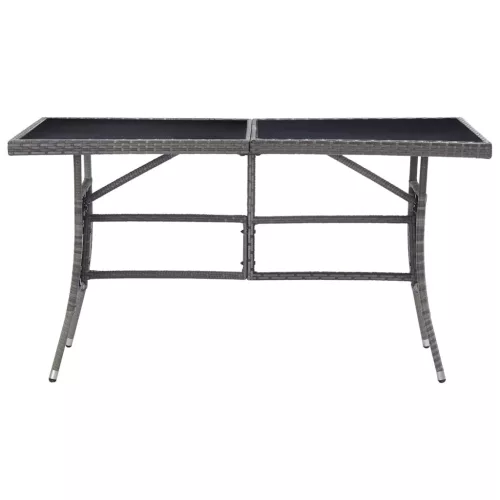  szürke polyrattan kerti asztal 140 x 80 x 74 cm