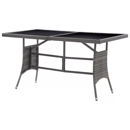  szürke polyrattan kerti asztal 140 x 80 x 74 cm