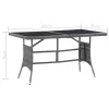  szürke polyrattan kerti asztal 140 x 80 x 74 cm