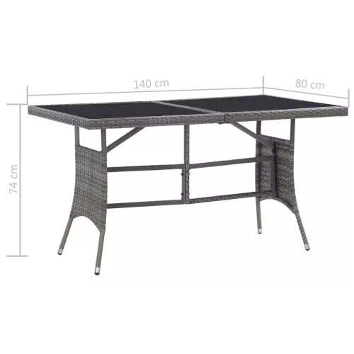  szürke polyrattan kerti asztal 140 x 80 x 74 cm
