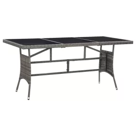  szürke polyrattan kerti asztal 170 x 80 x 74 cm